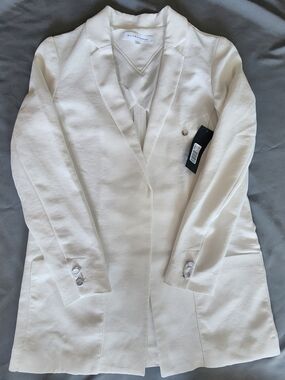 NWT Willow & Thread White Textured Blazer Open Front Jacket Sz 4
